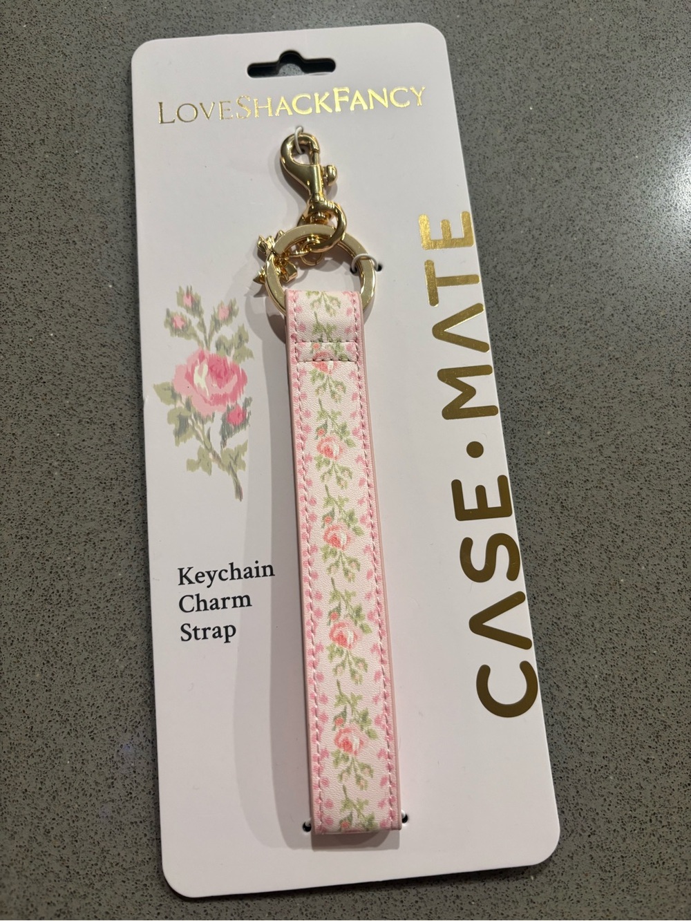 Case-Mate LoveShackFancy Pink Floral Keychain Charm Strap